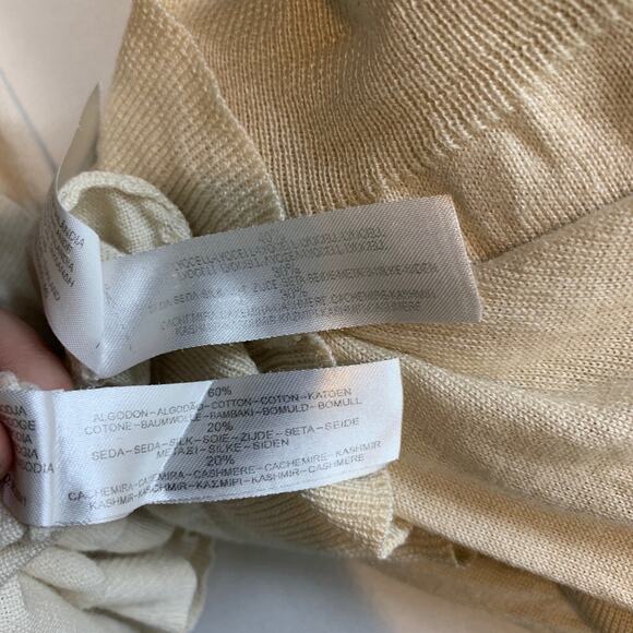 Massimo Dutti Cardigan Womens M Medium Cream Fine Knit Button Sweater Tank 2 Pc - Picture 12 of 16